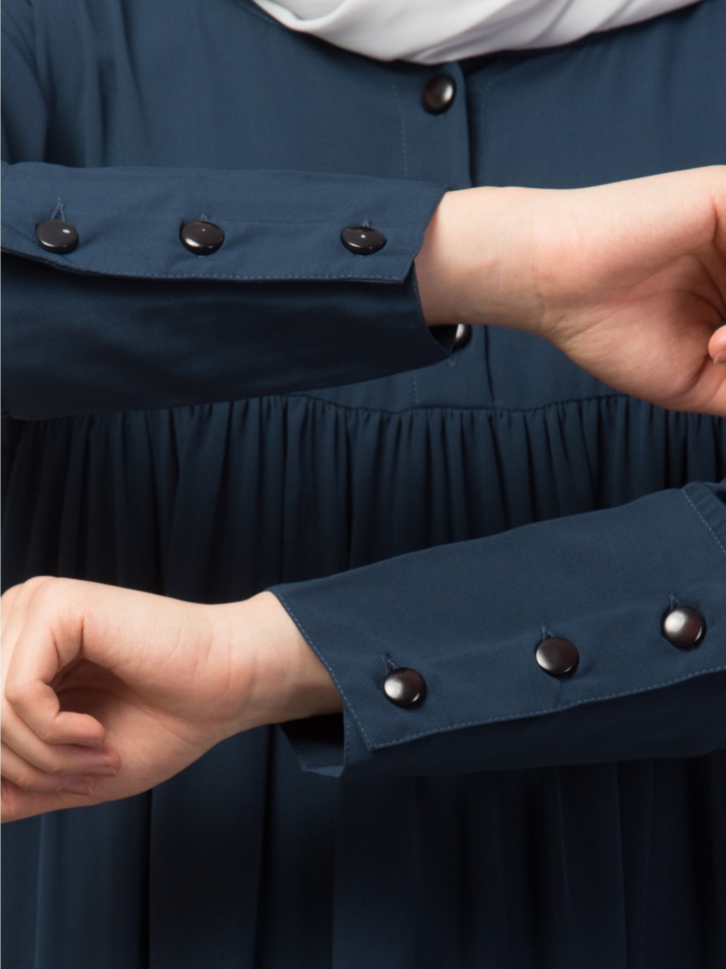 Abaya With Gather And Buttons On Yoke