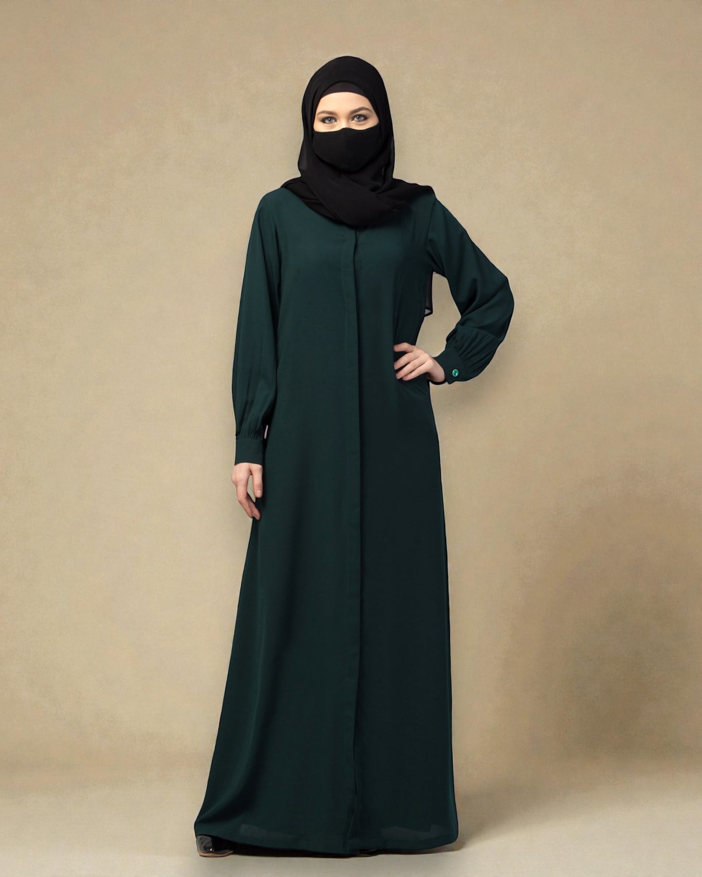 Front Open Abaya With Cuff & Placket