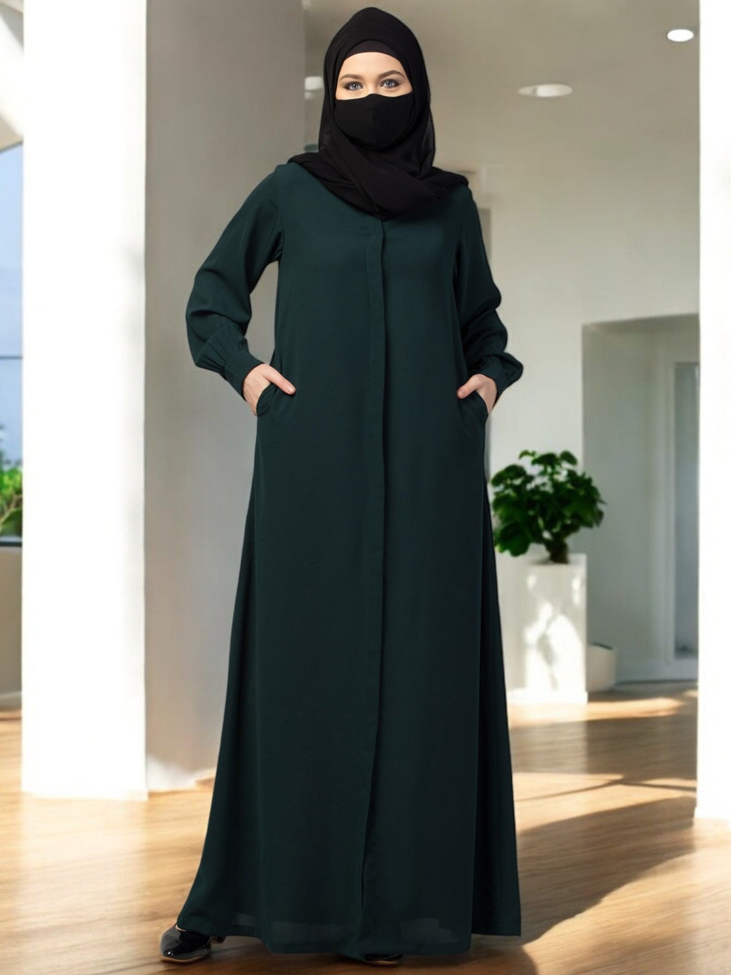 Front Open Abaya With Cuff & Placket