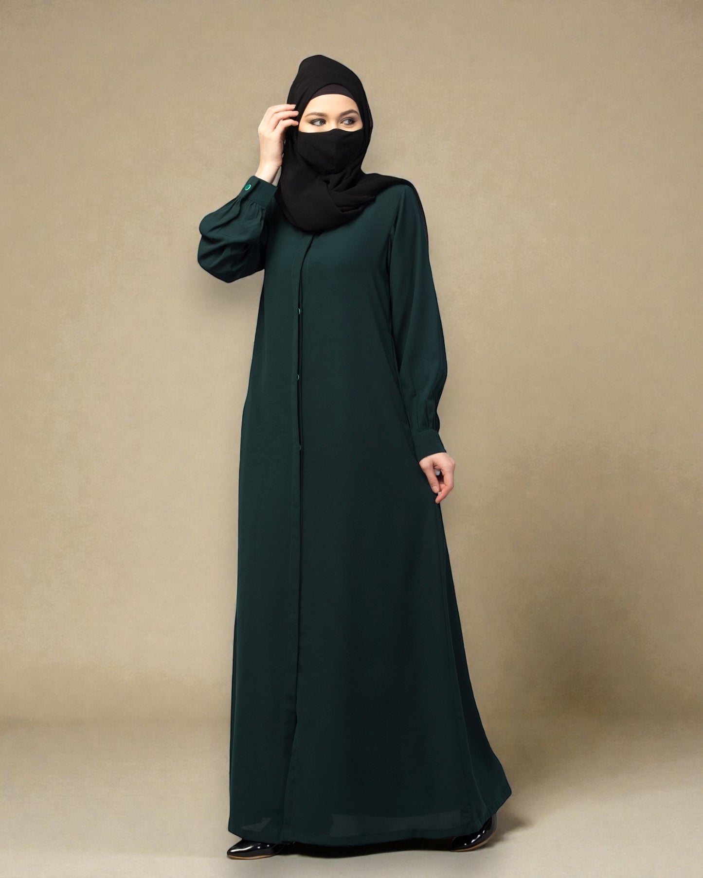 Front Open Abaya With Cuff & Placket