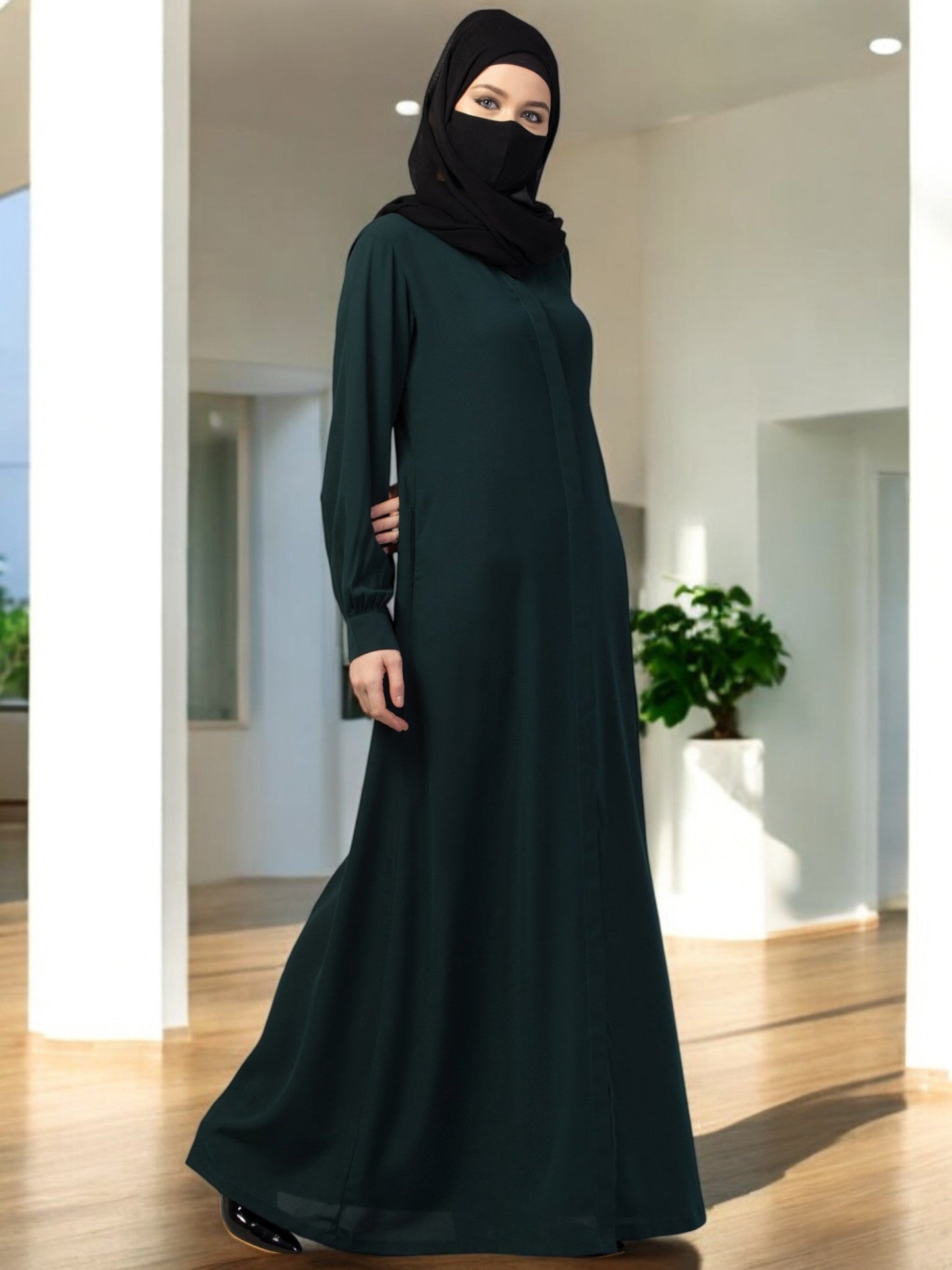 Front Open Abaya With Cuff & Placket