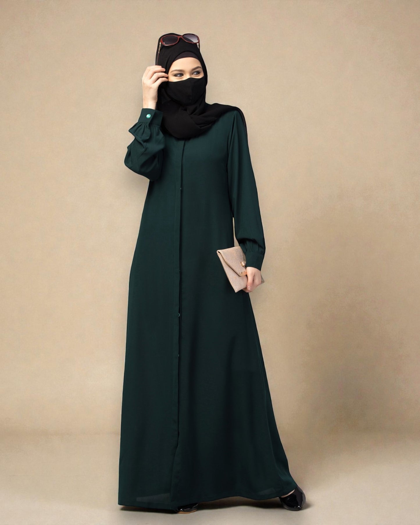Front Open Abaya With Cuff & Placket