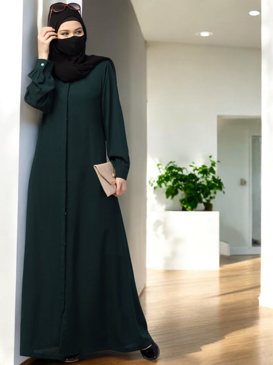 Front Open Abaya With Cuff & Placket