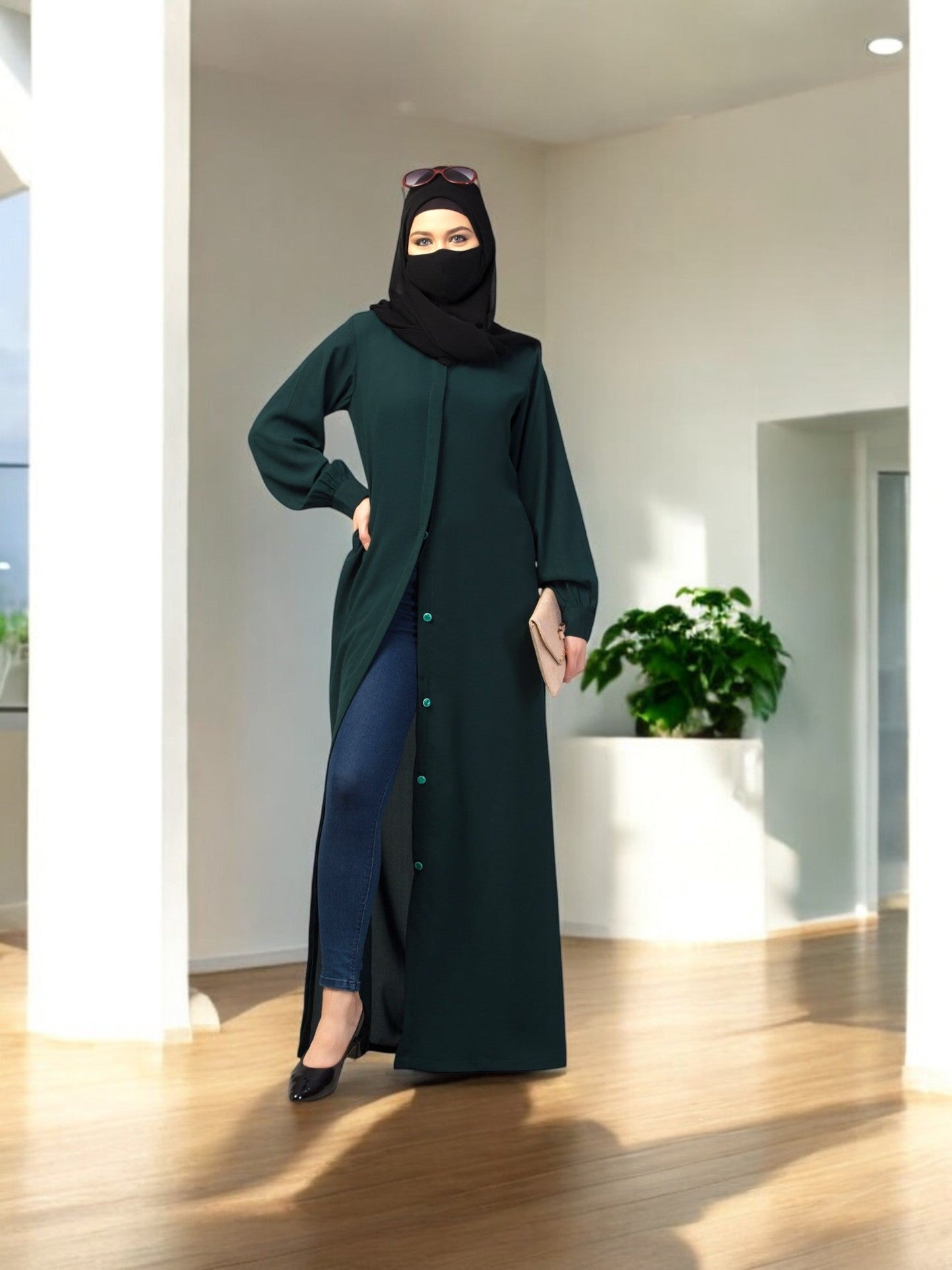 Front Open Abaya With Cuff & Placket