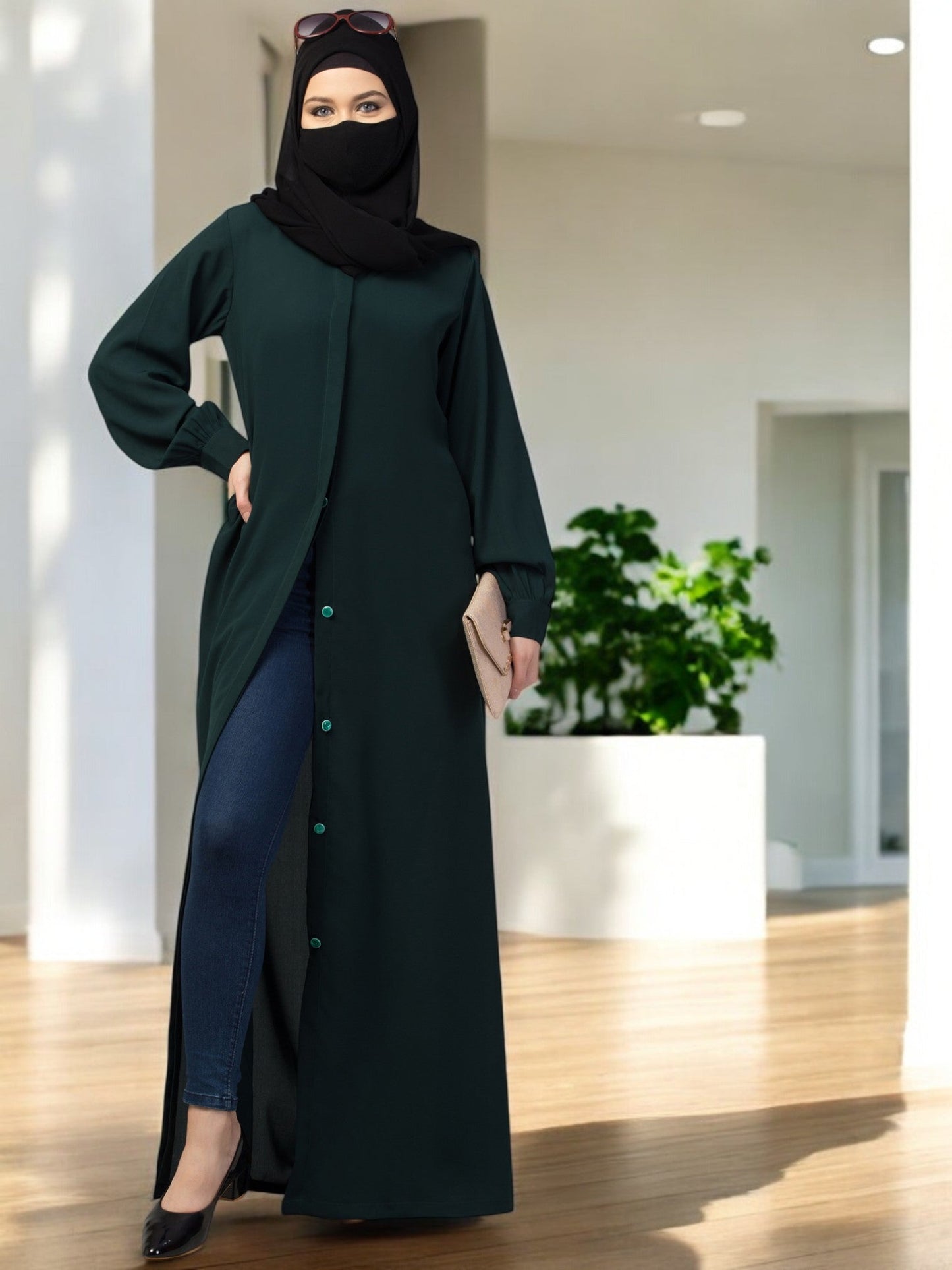 Front Open Abaya With Cuff & Placket