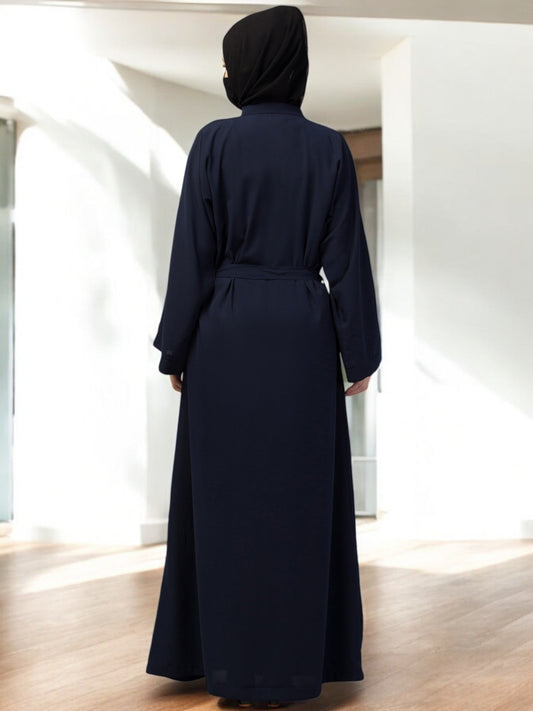 Front Open Abaya With Kimono Sleeves & Belt