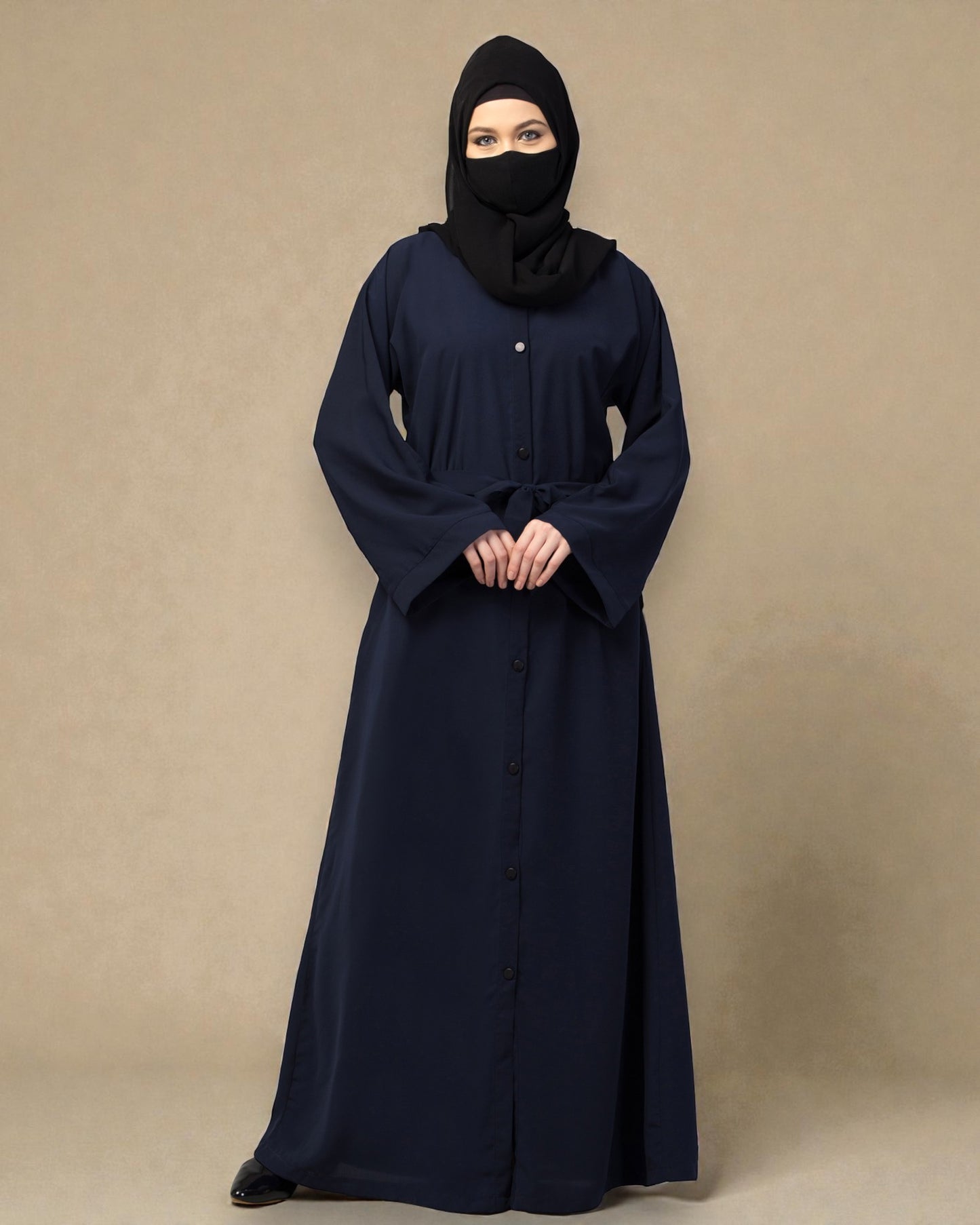 Front Open Abaya With Kimono Sleeves & Belt