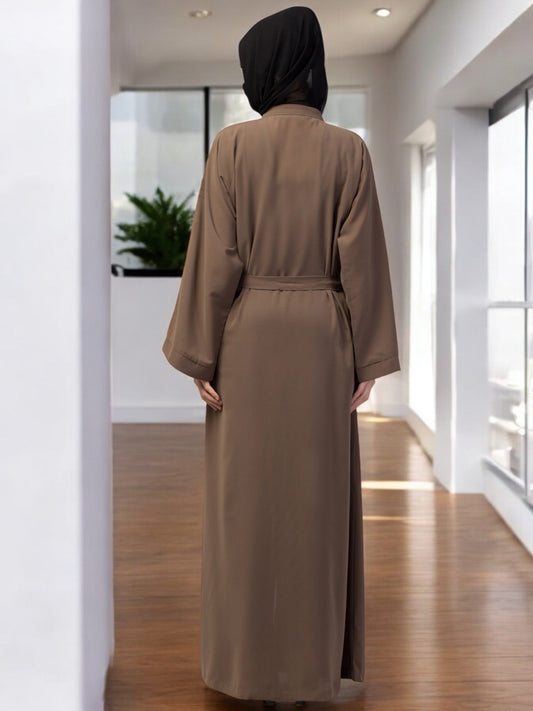 Front Open Abaya With Kimono Sleeves & Belt
