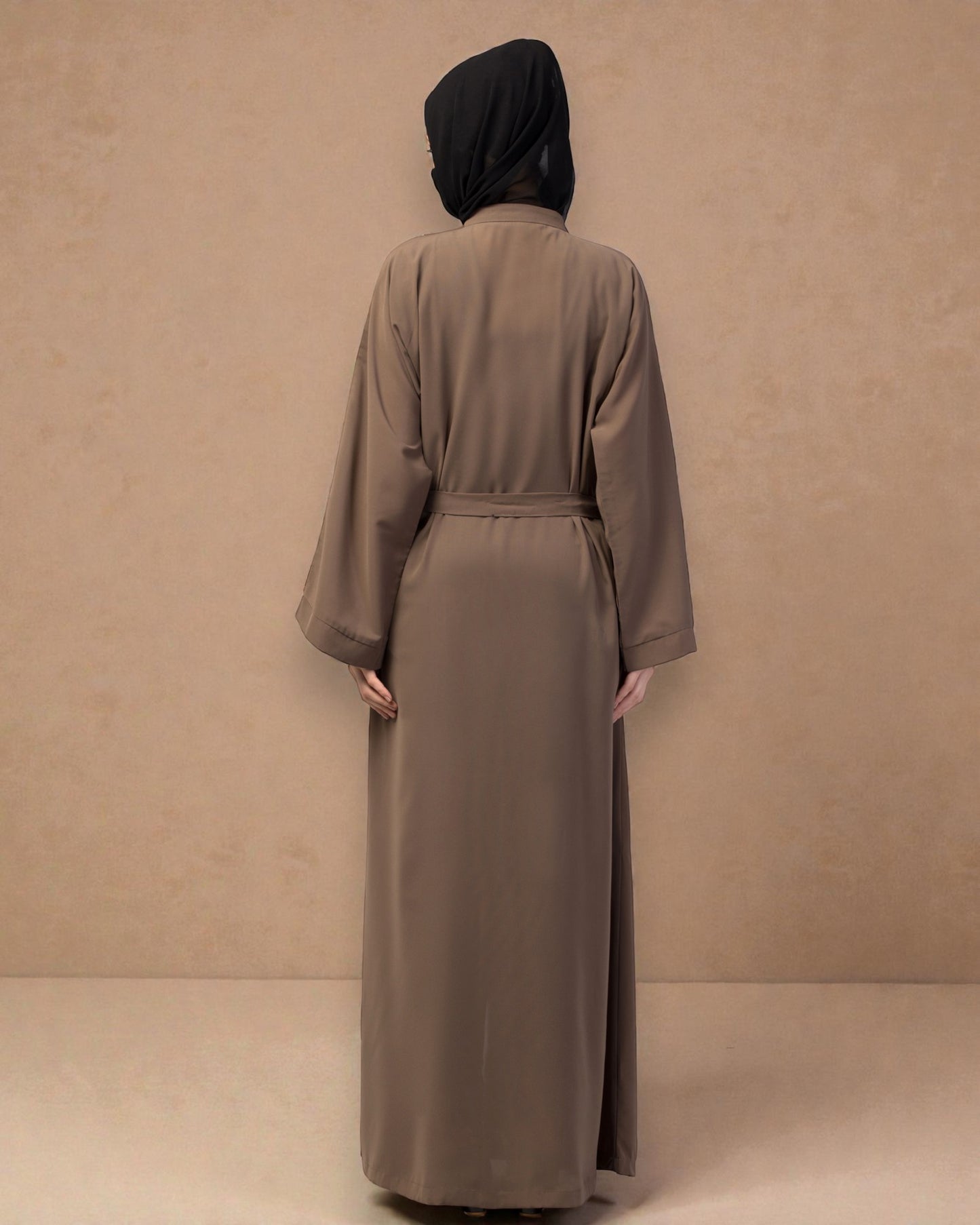 Front Open Abaya With Kimono Sleeves & Belt