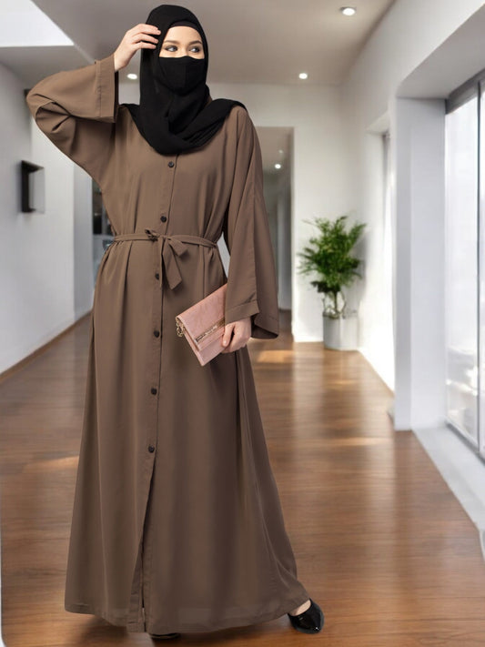 Front Open Abaya With Kimono Sleeves & Belt