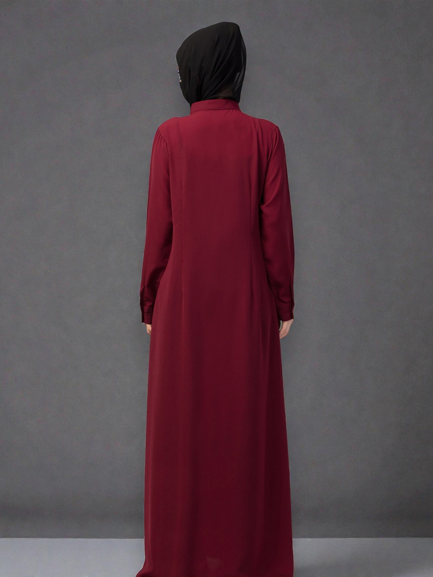 Front Open Abaya With Cuffed Sleeves