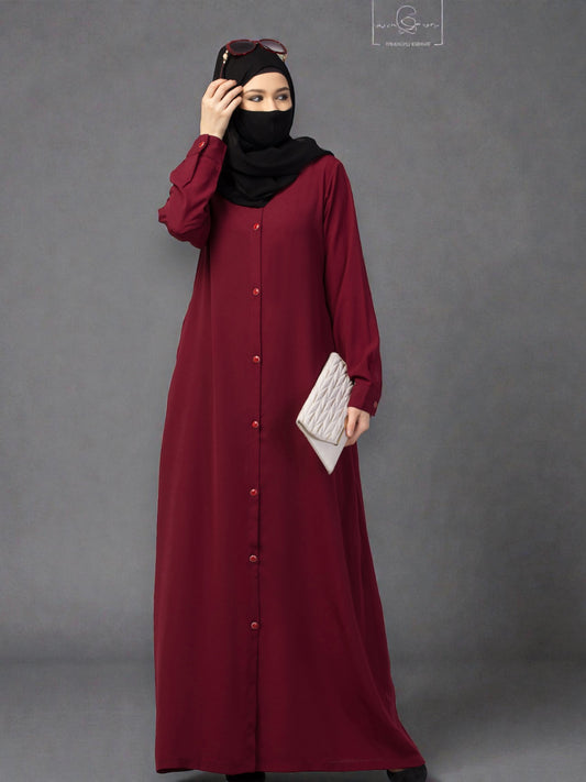 Front Open Abaya With Cuffed Sleeves