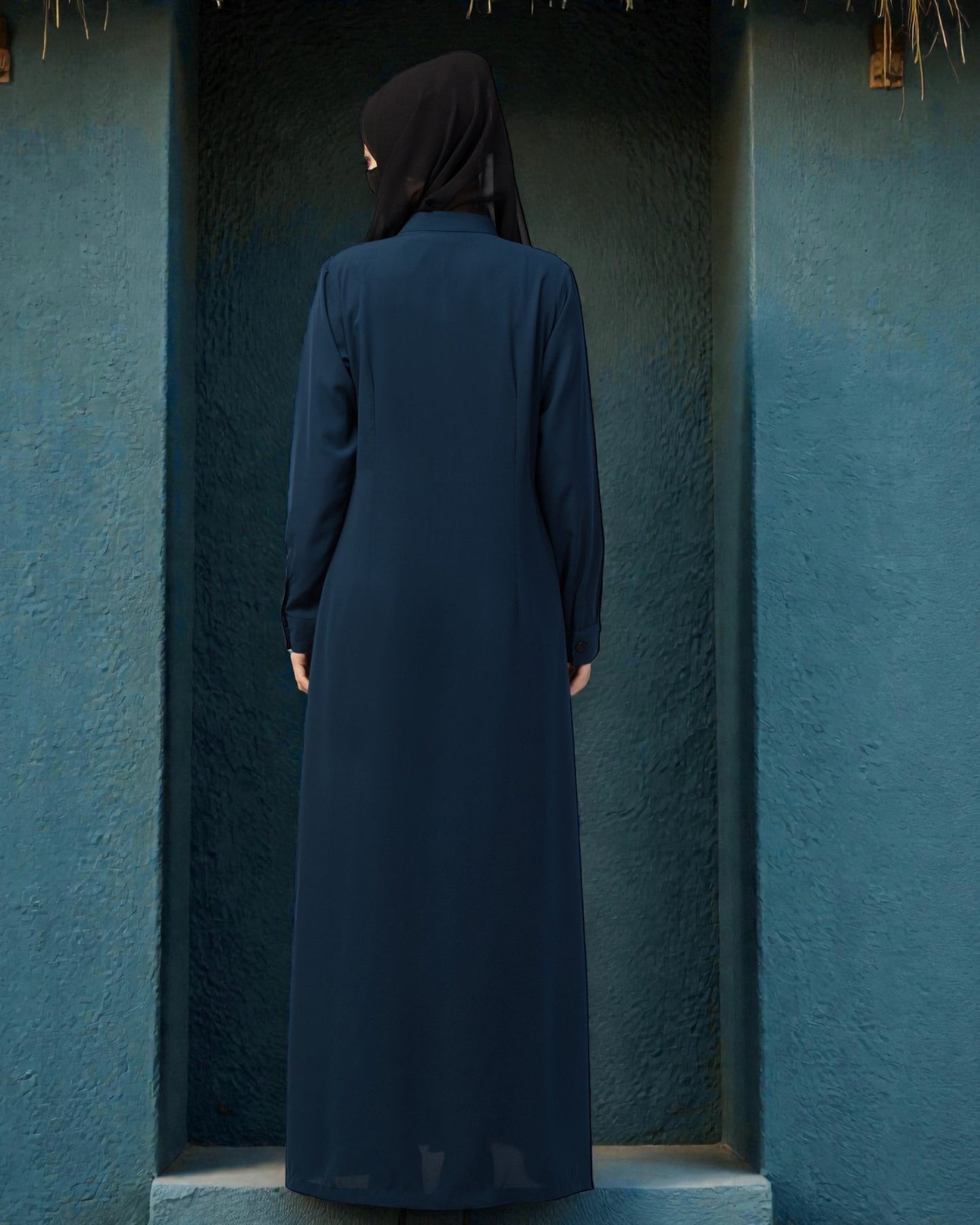 Front Open Abaya With Cuffed Sleeves
