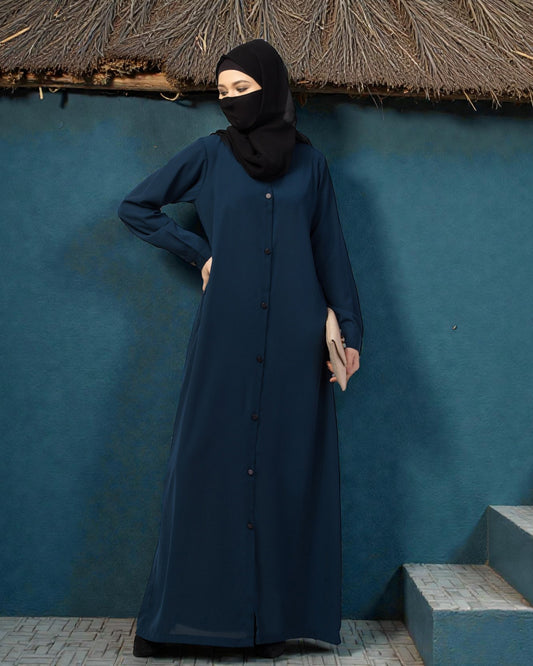 Front Open Abaya With Cuffed Sleeves