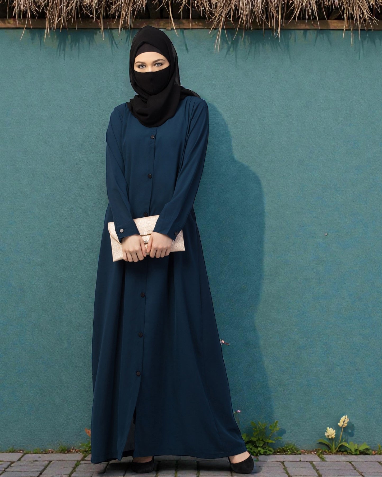 Front Open Abaya With Cuffed Sleeves