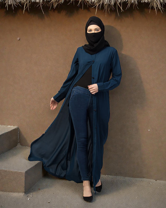 Front Open Abaya With Cuffed Sleeves