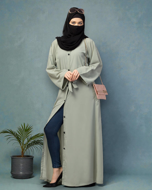 Front Open Abaya With Kimono Sleeves & Belt