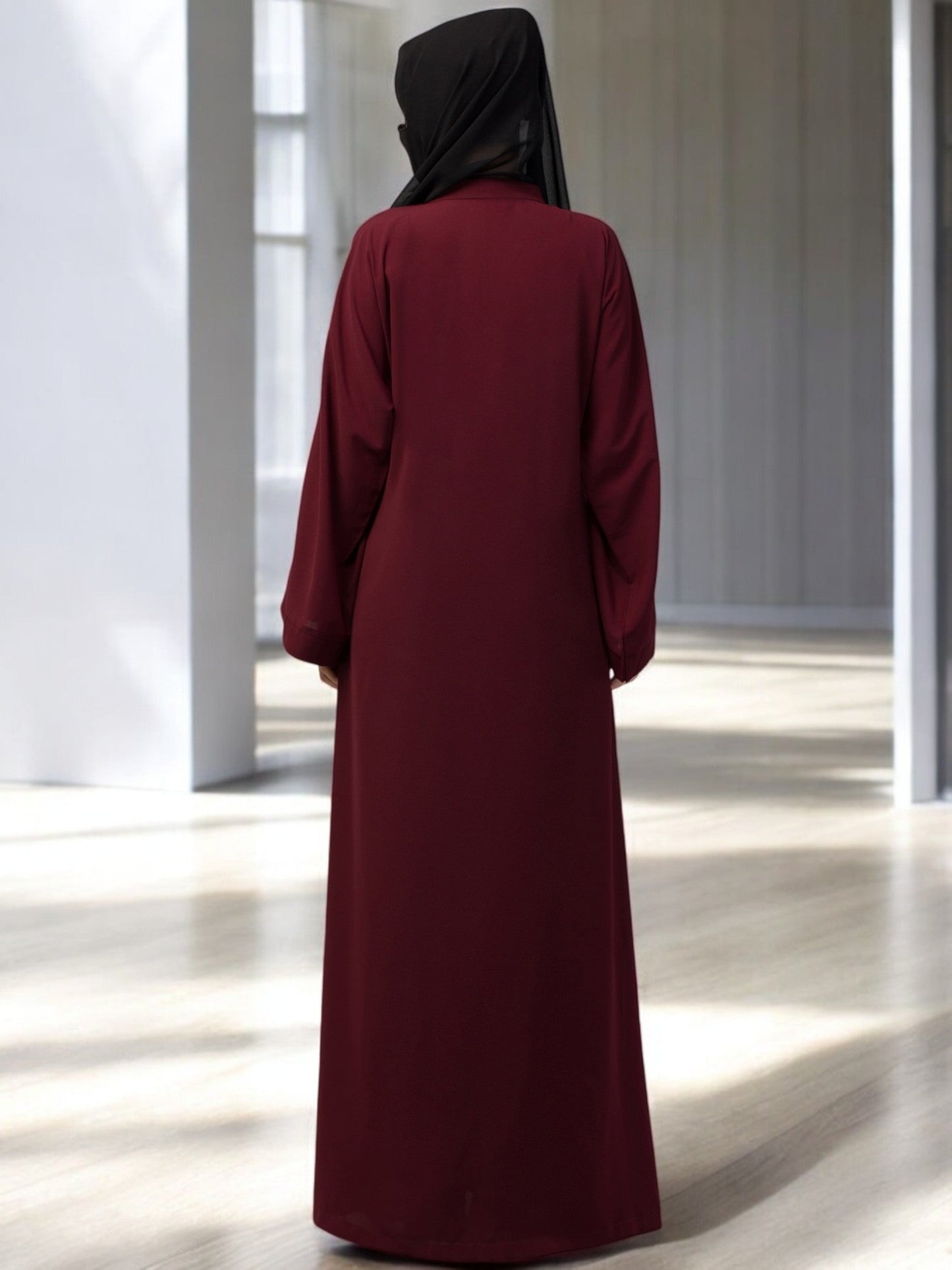 Front Open Abaya With Kimono Sleeves & Belt