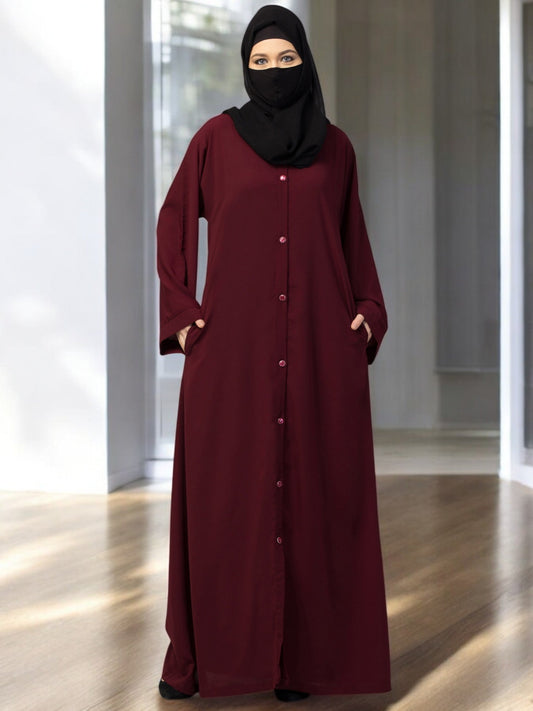 Front Open Abaya With Kimono Sleeves & Belt