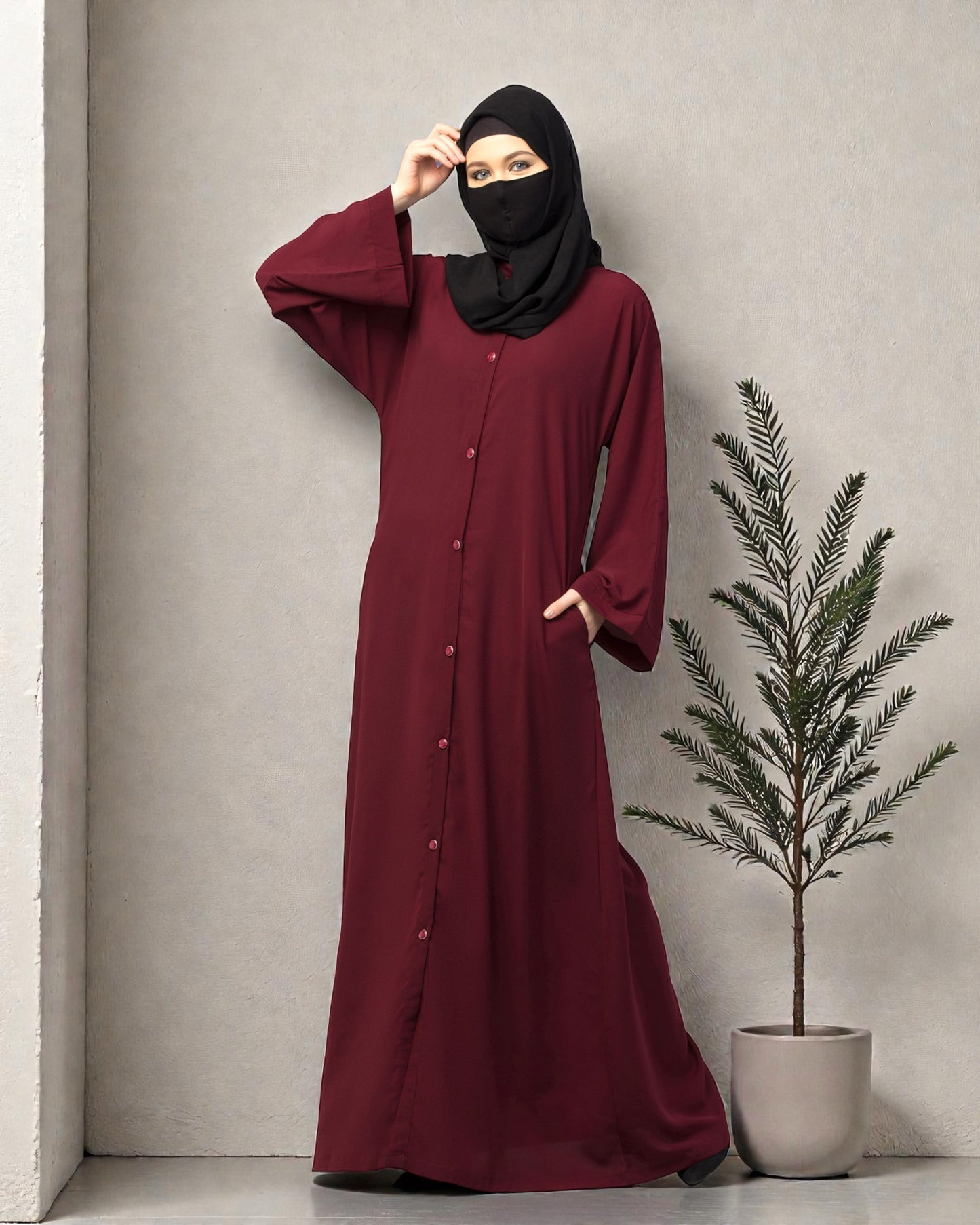 Front Open Abaya With Kimono Sleeves