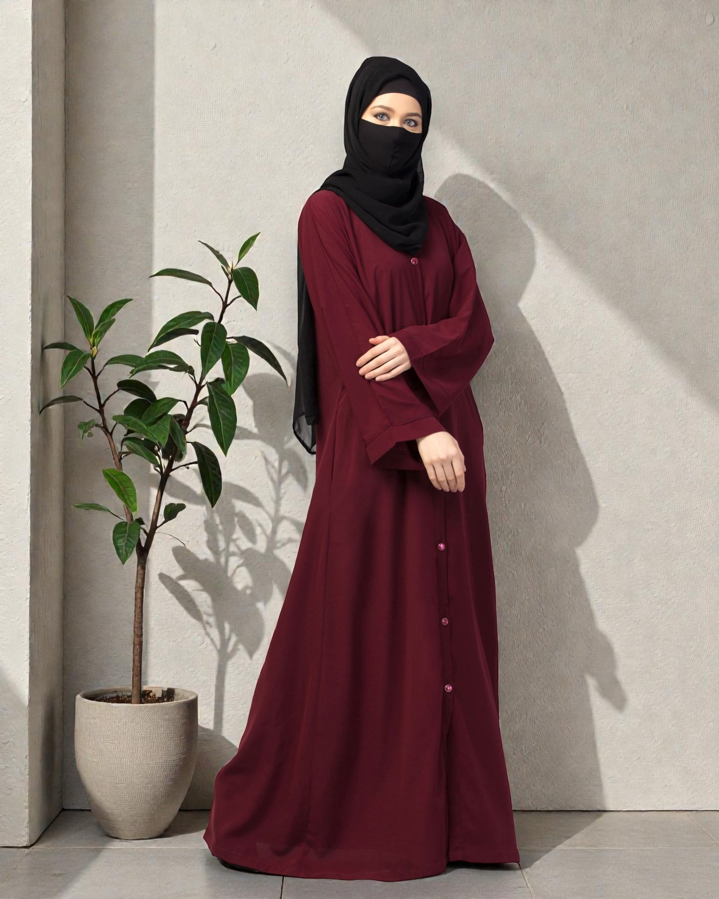 Front Open Abaya With Kimono Sleeves