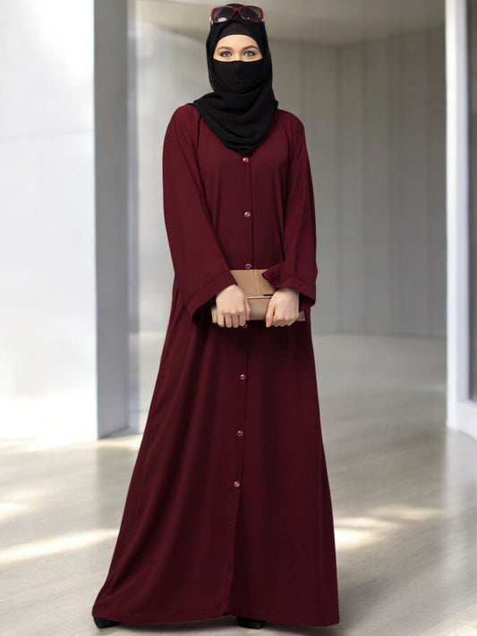 Front Open Abaya With Kimono Sleeves & Belt