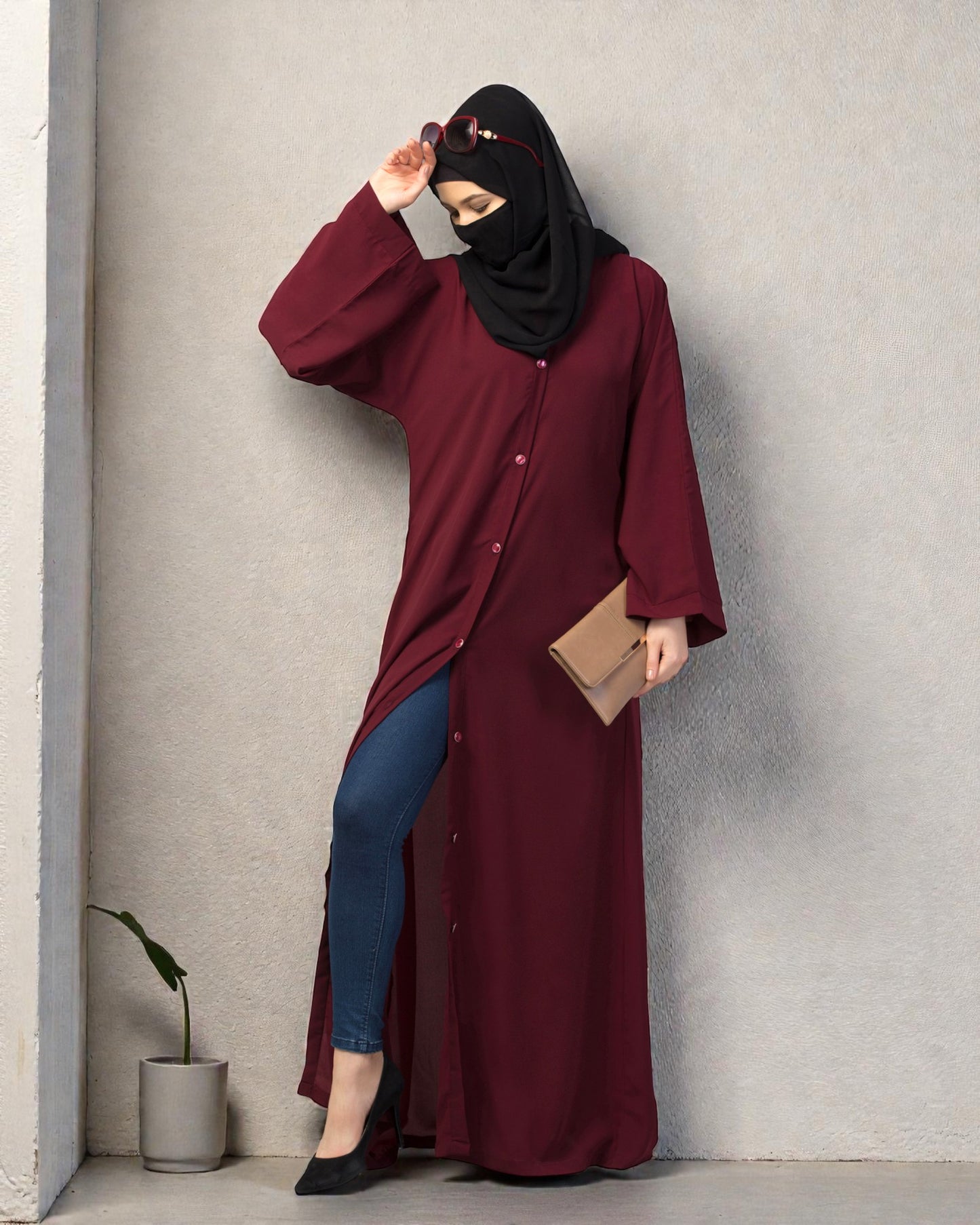 Front Open Abaya With Kimono Sleeves