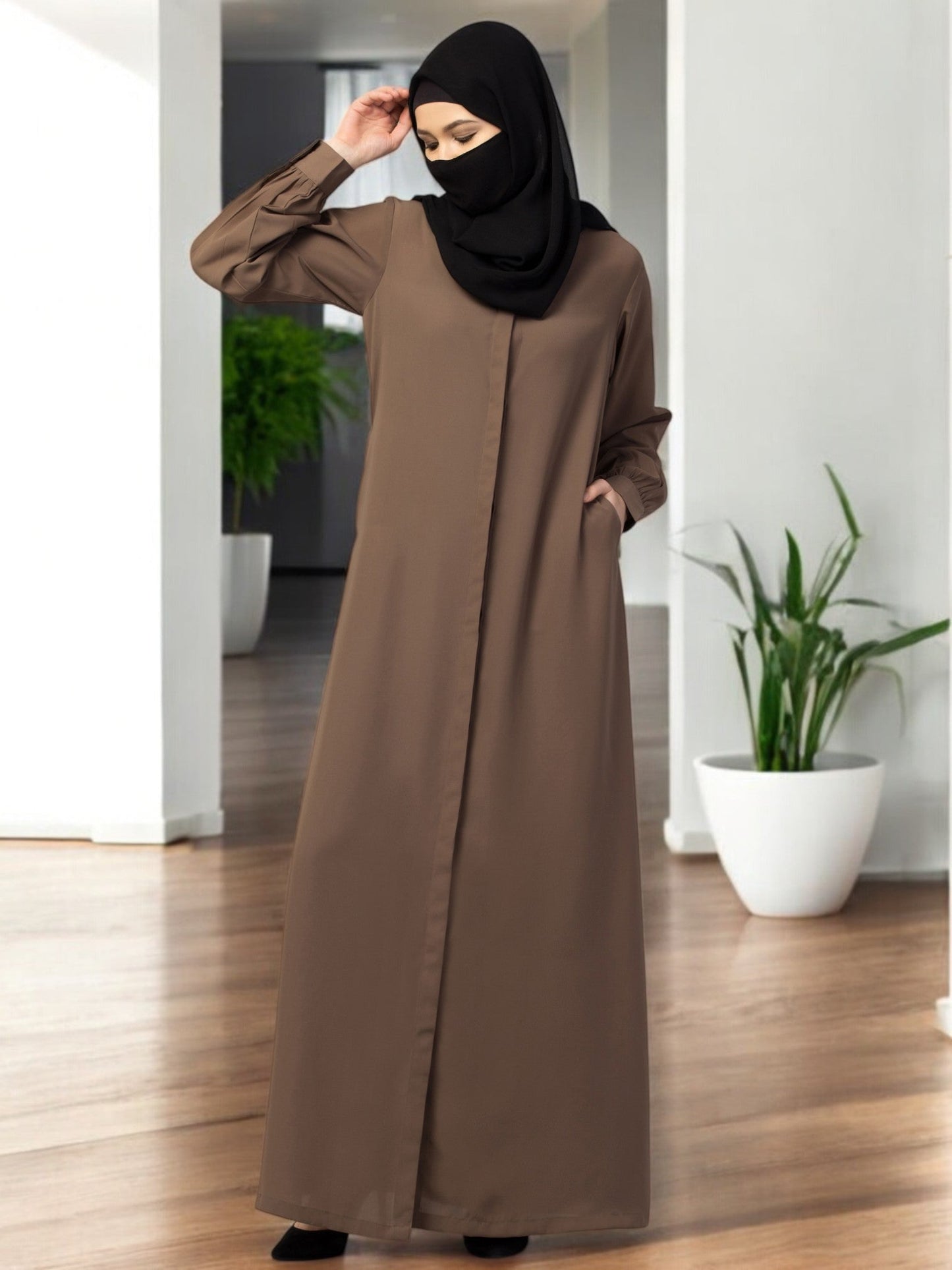 Front Open Abaya With Cuff & Placket