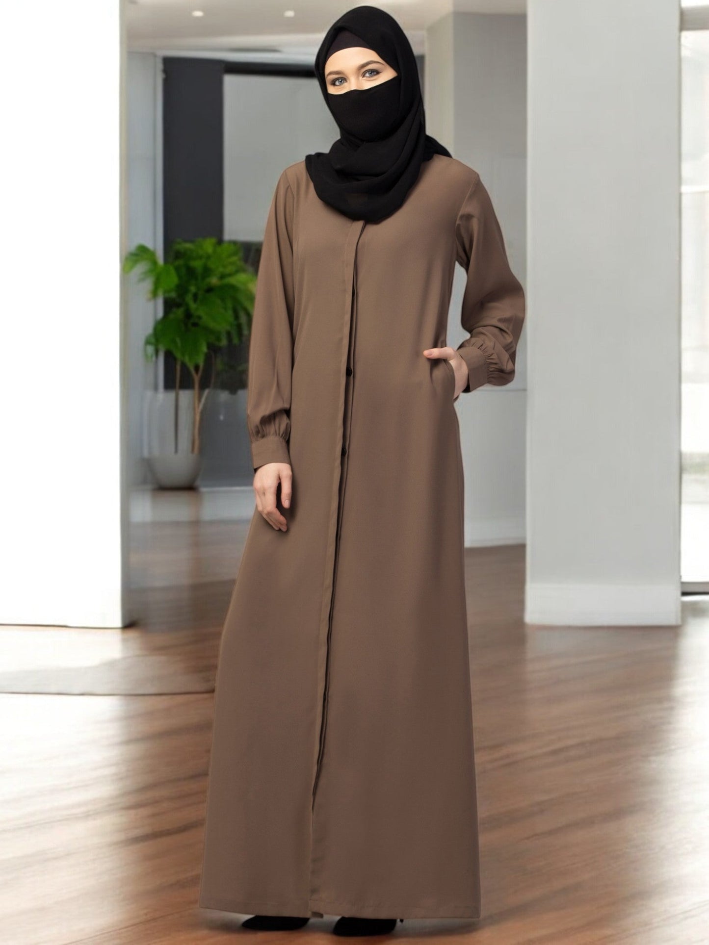 Front Open Abaya With Cuff & Placket