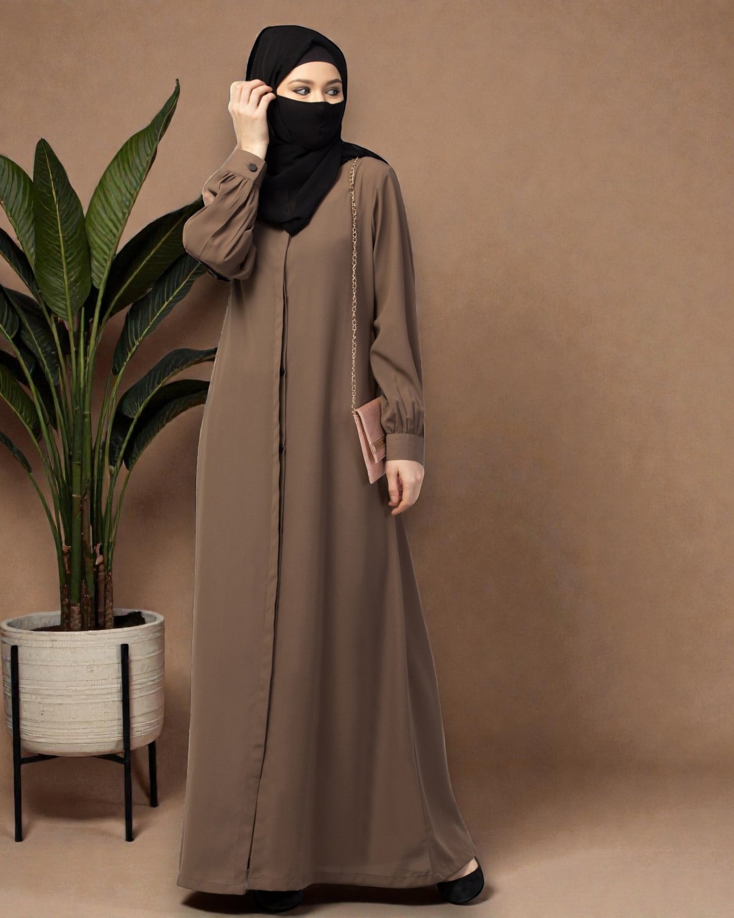 Front Open Abaya With Cuff & Placket