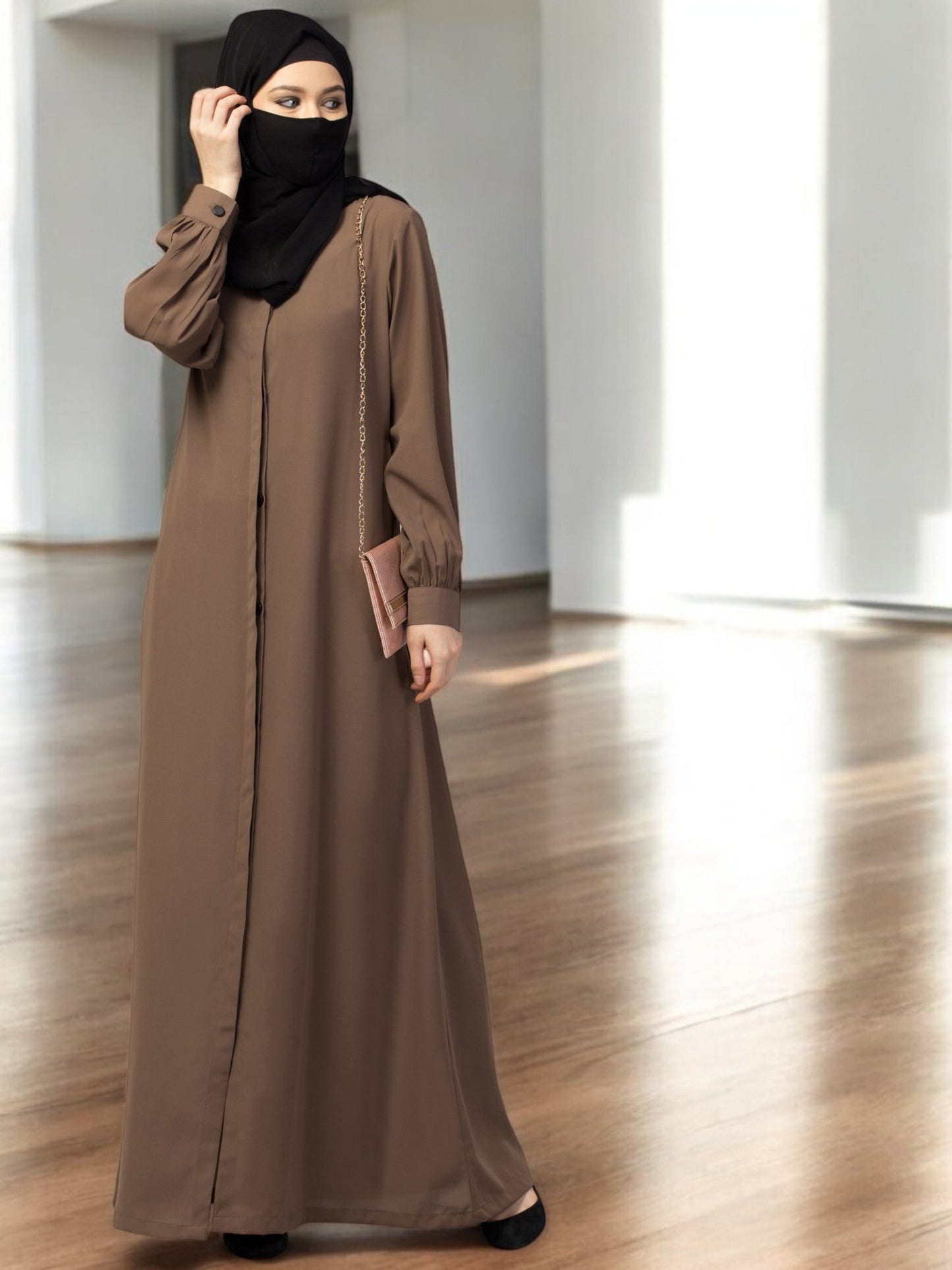 Front Open Abaya With Cuff & Placket