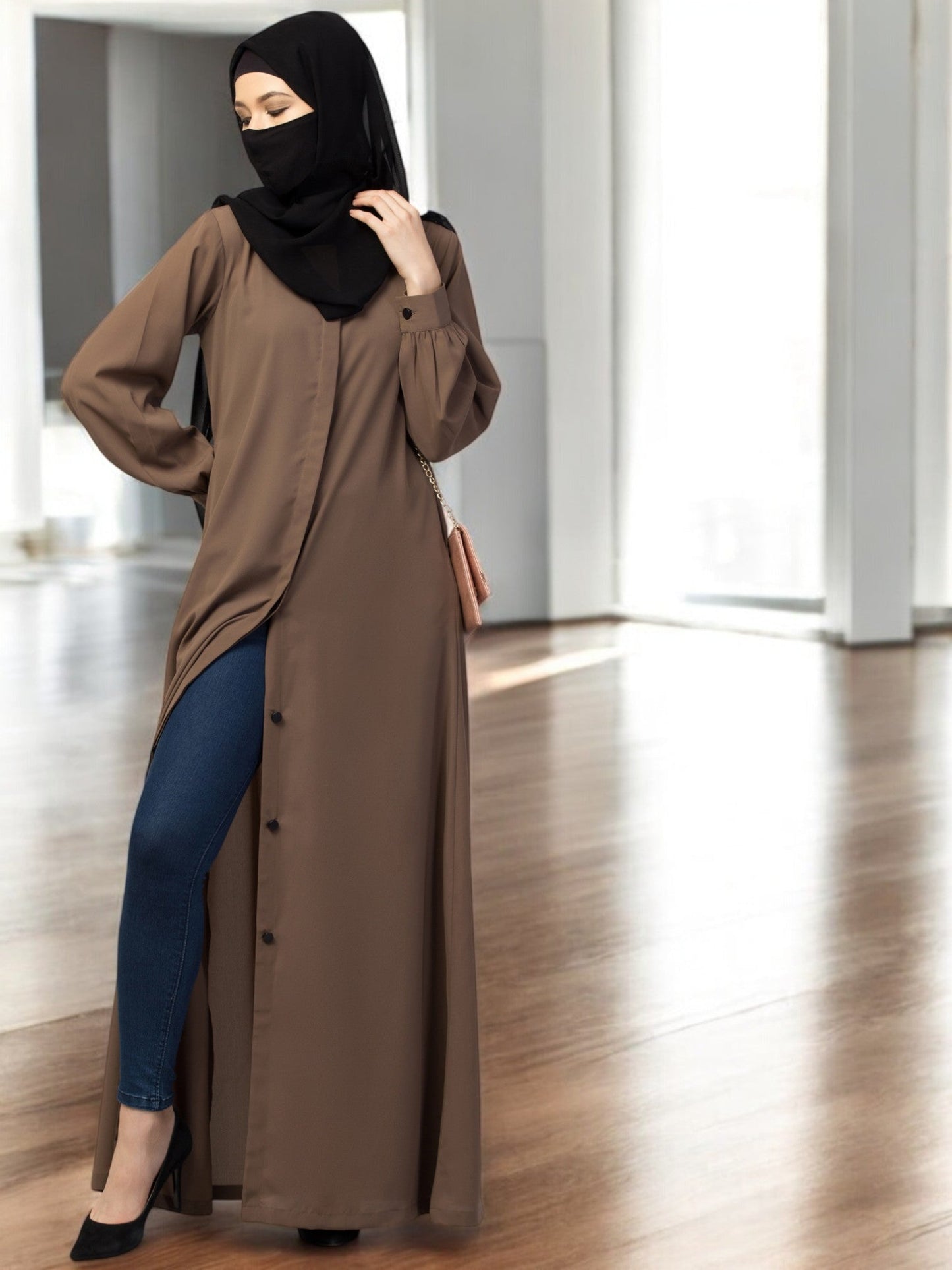 Front Open Abaya With Cuff & Placket