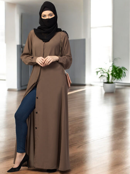 Front Open Abaya With Cuff & Placket