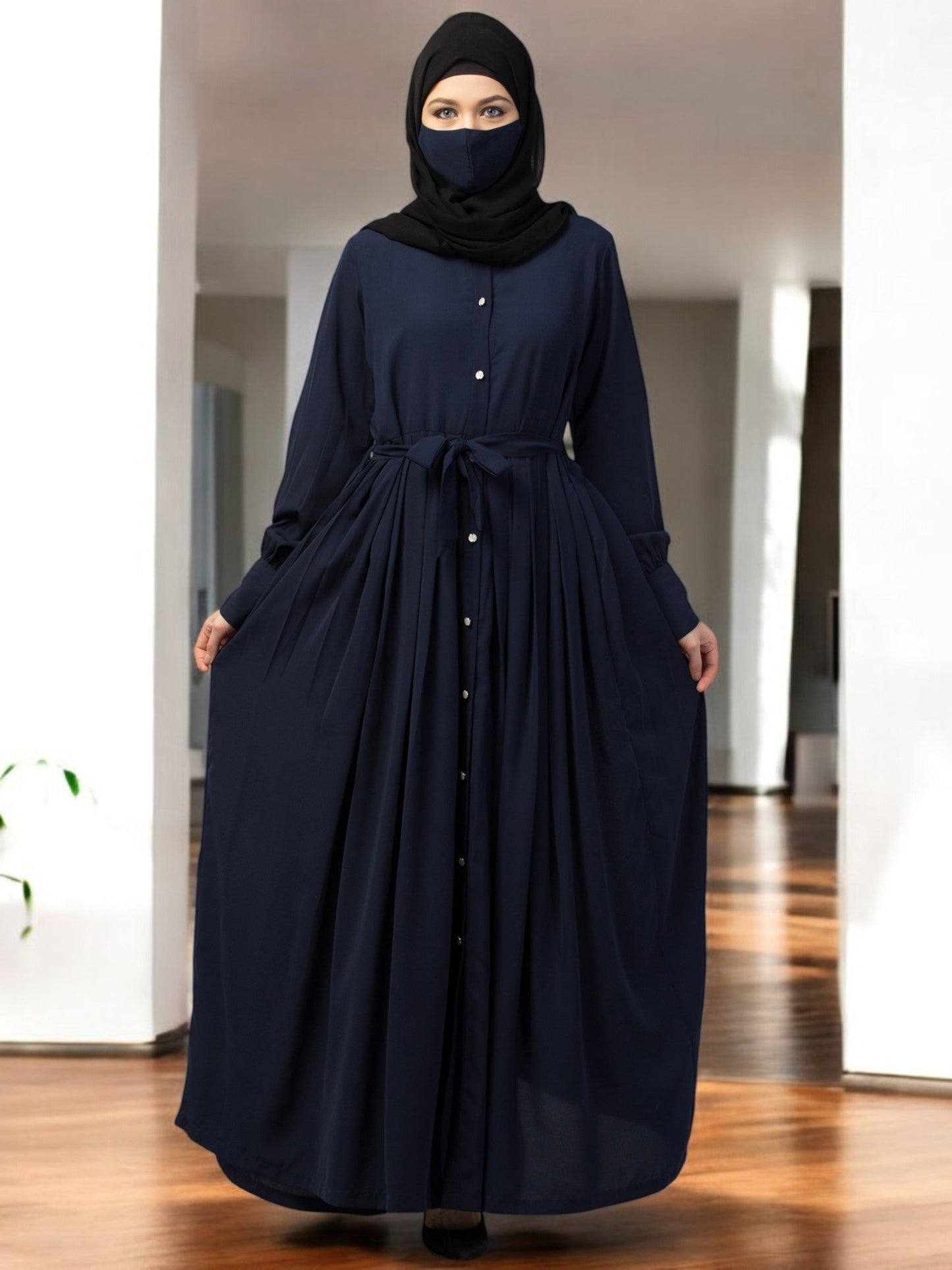 Front Open- Designer Abaya With Pleats
