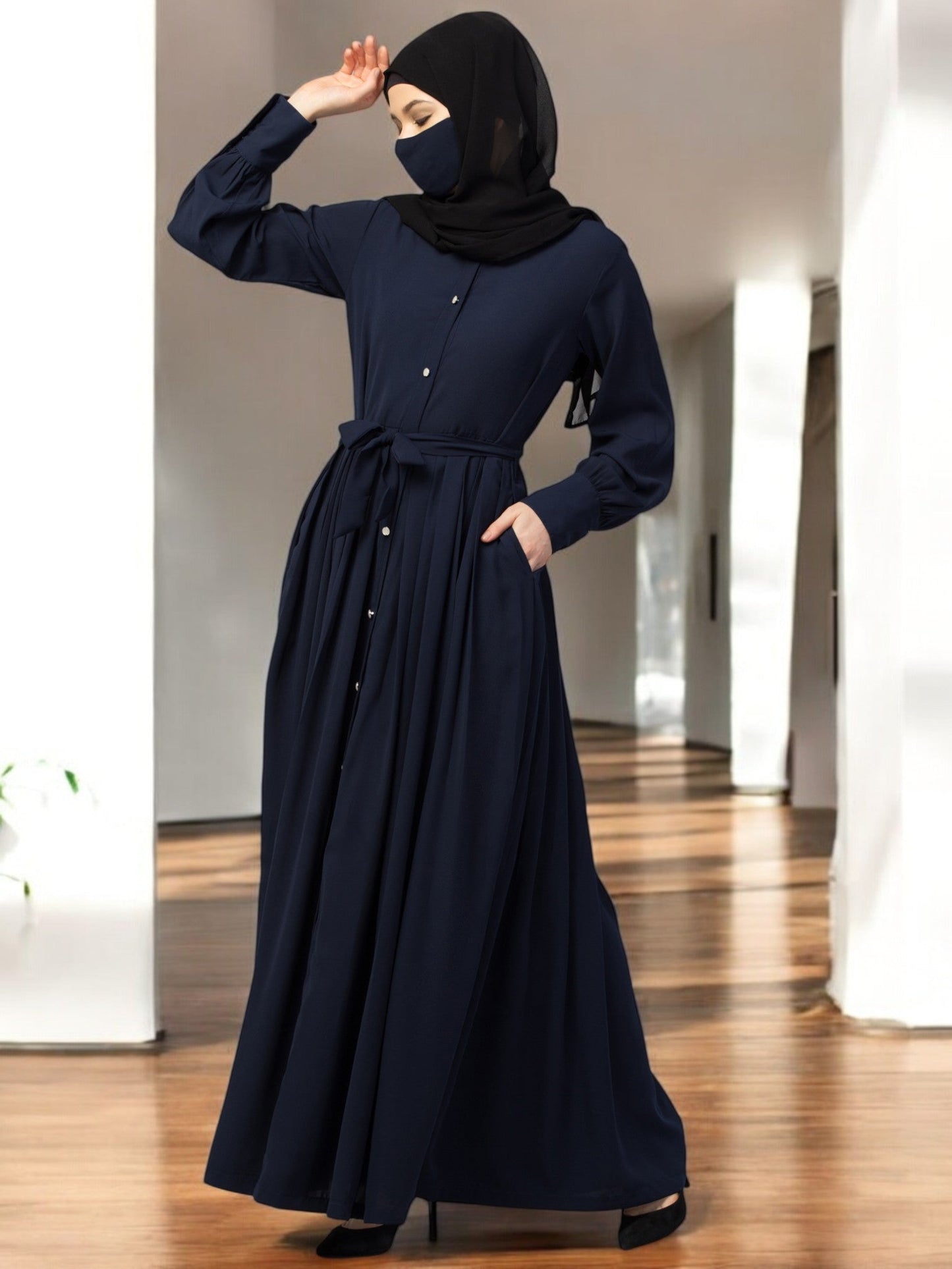 Front Open- Designer Abaya With Pleats