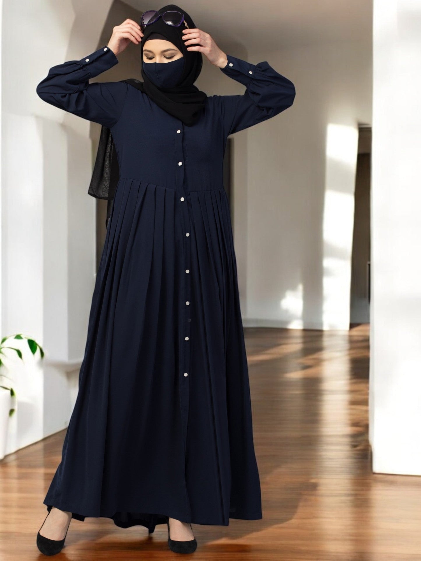 Front Open- Designer Abaya With Pleats