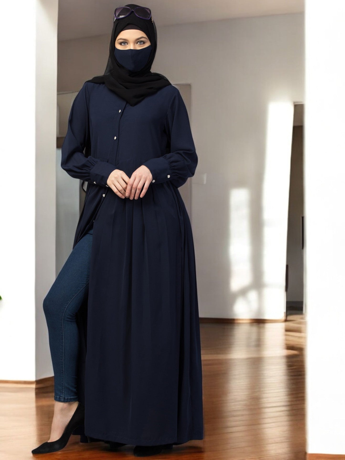 Front Open- Designer Abaya With Pleats