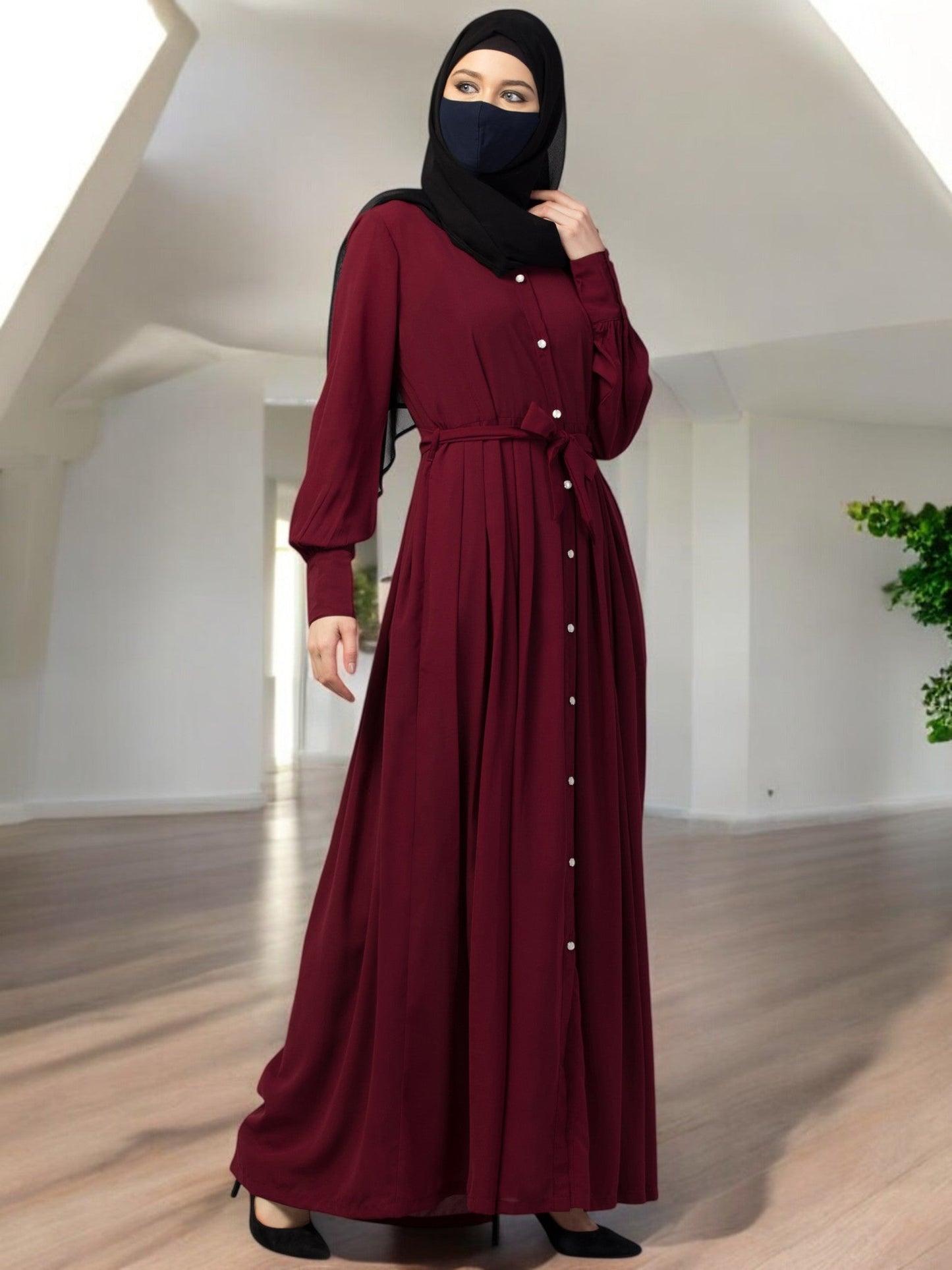 Front Open- Designer Abaya With Pleats