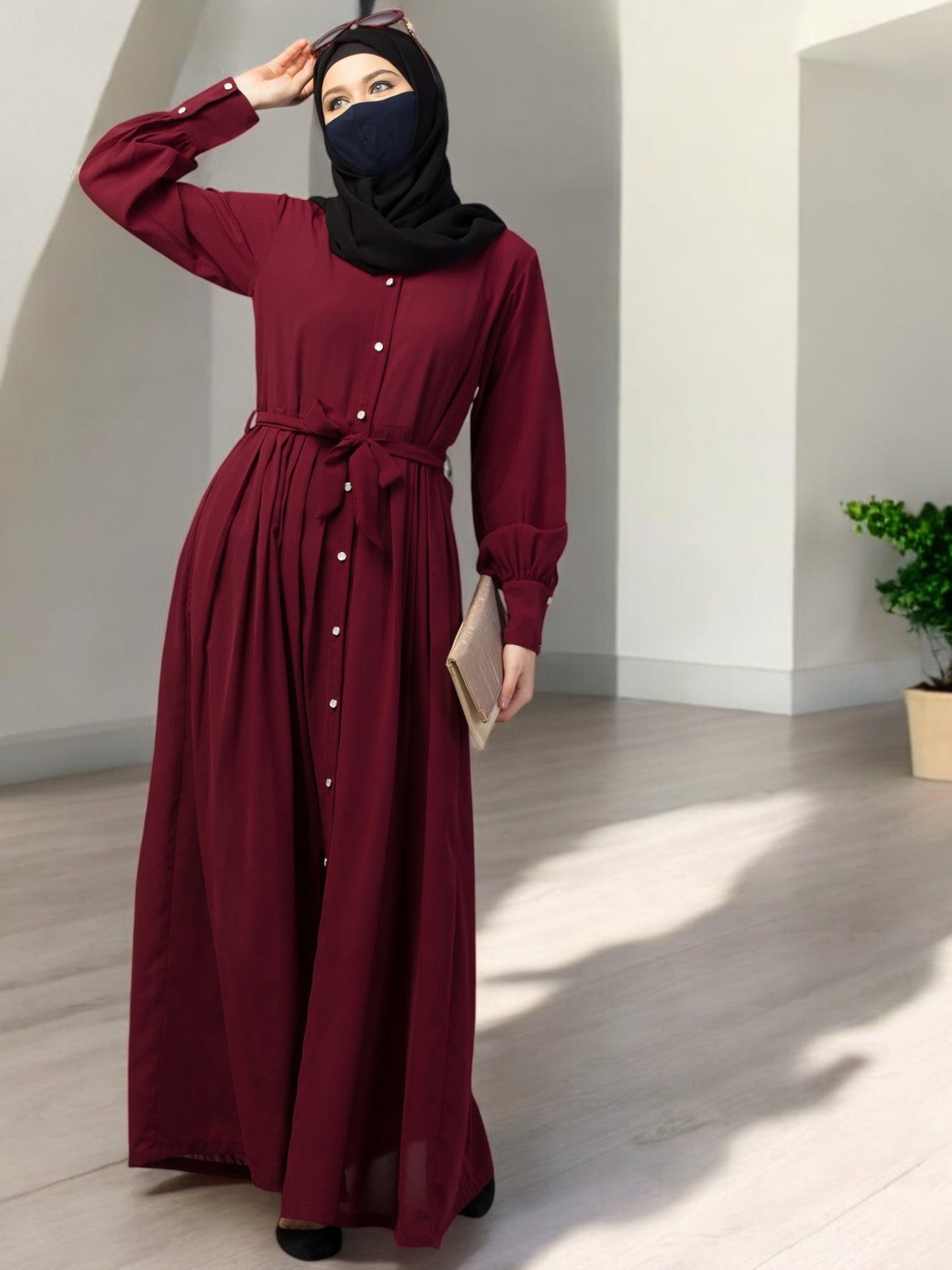 Front Open- Designer Abaya With Pleats