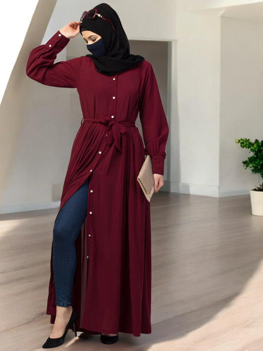 Front Open- Designer Abaya With Pleats