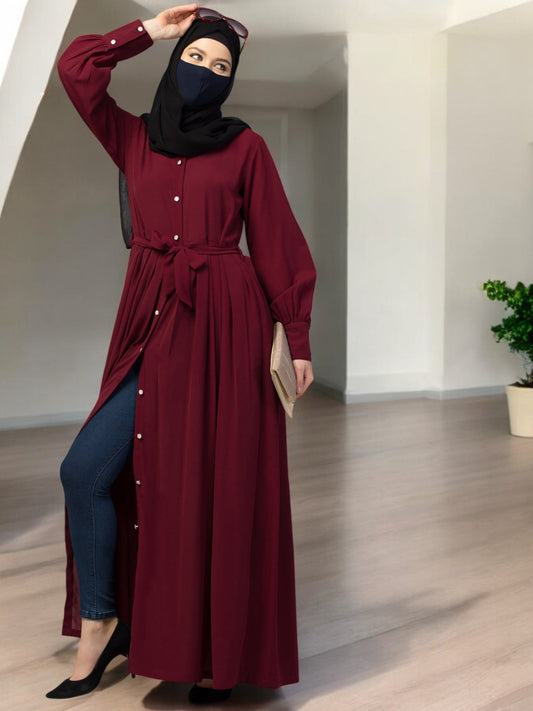 Front Open- Designer Abaya With Pleats