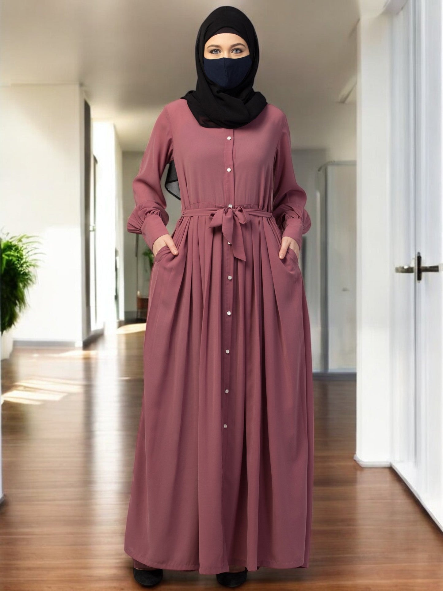 Front Open- Designer Abaya With Pleats