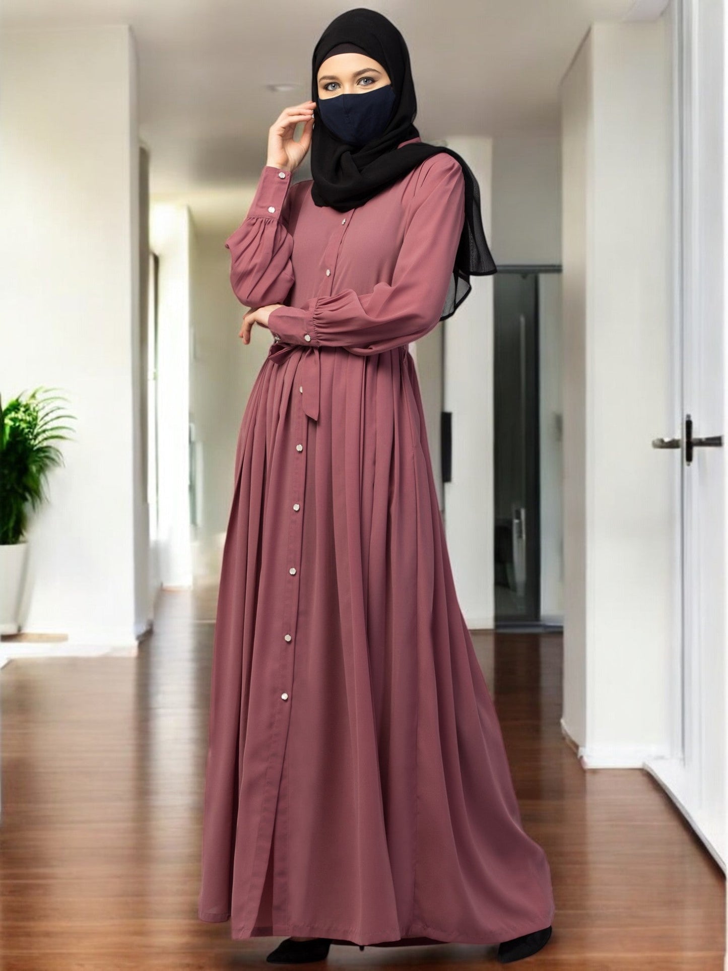 Front Open- Designer Abaya With Pleats