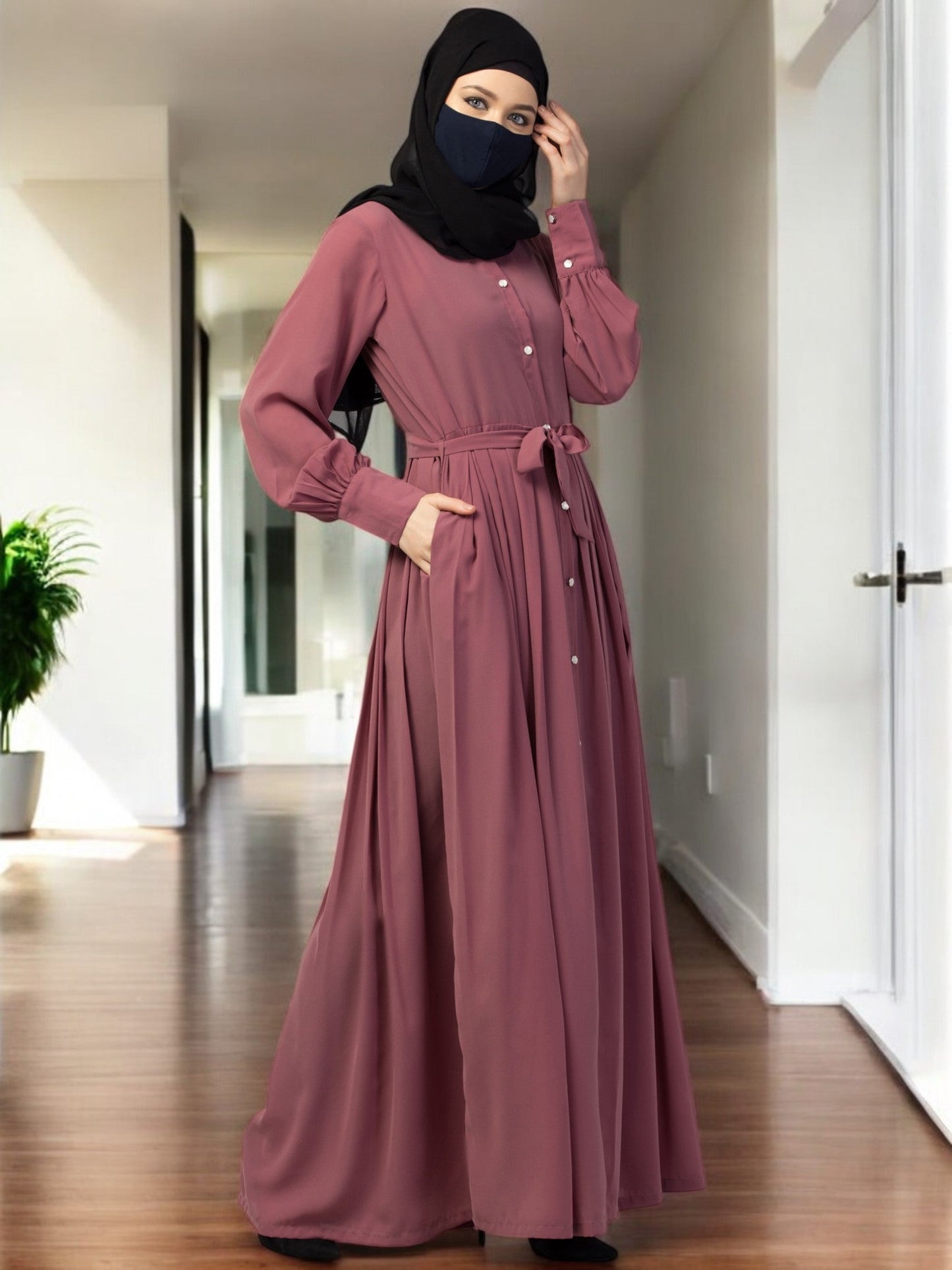 Front Open- Designer Abaya With Pleats