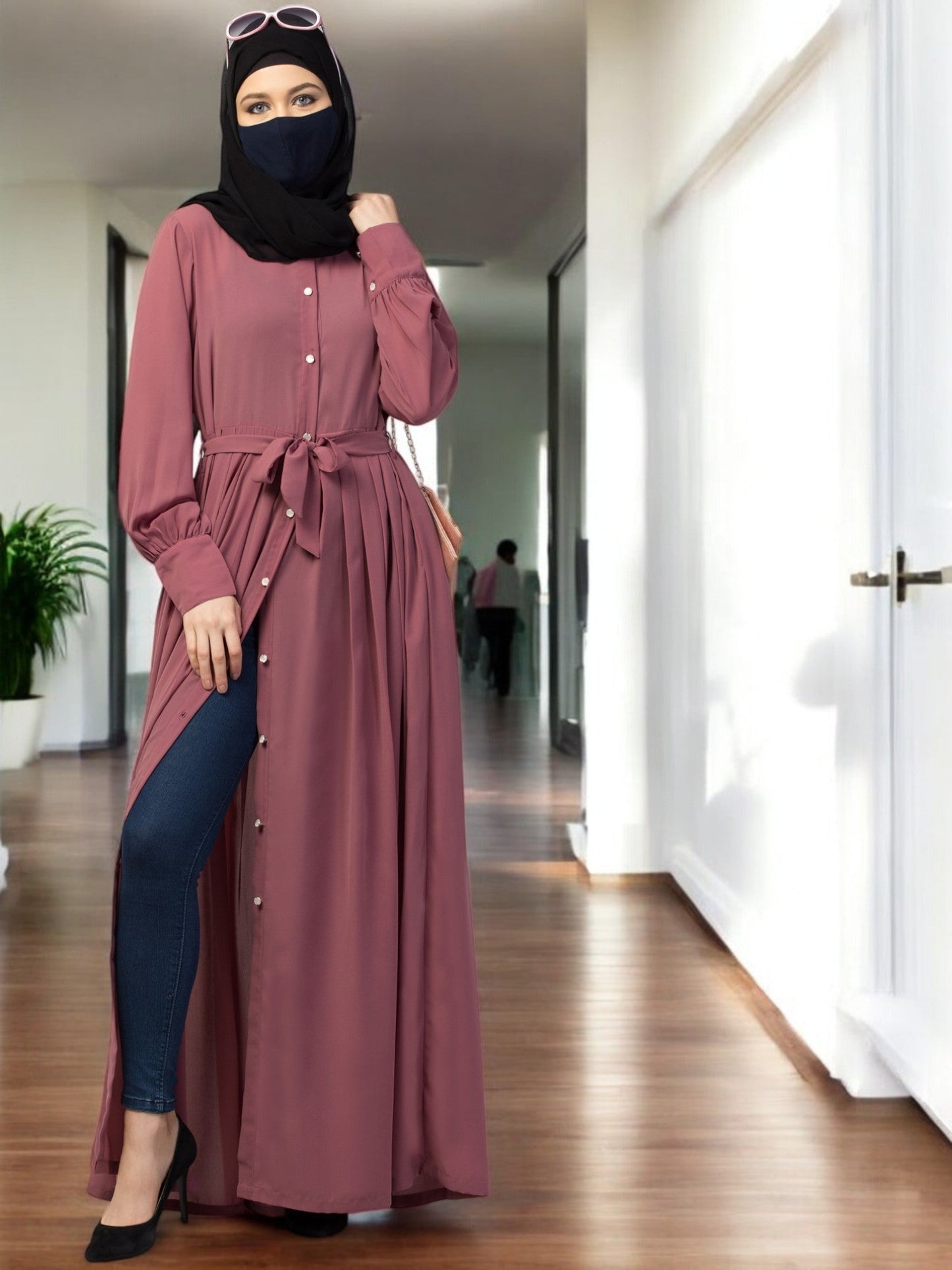 Front Open- Designer Abaya With Pleats