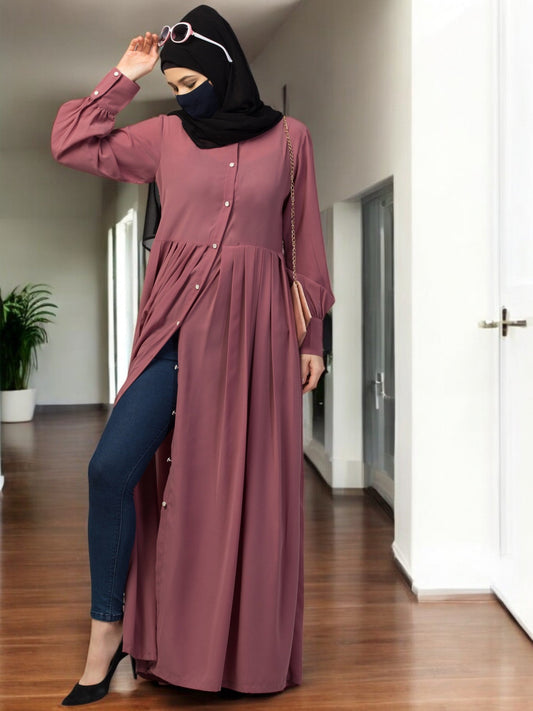 Front Open- Designer Abaya With Pleats