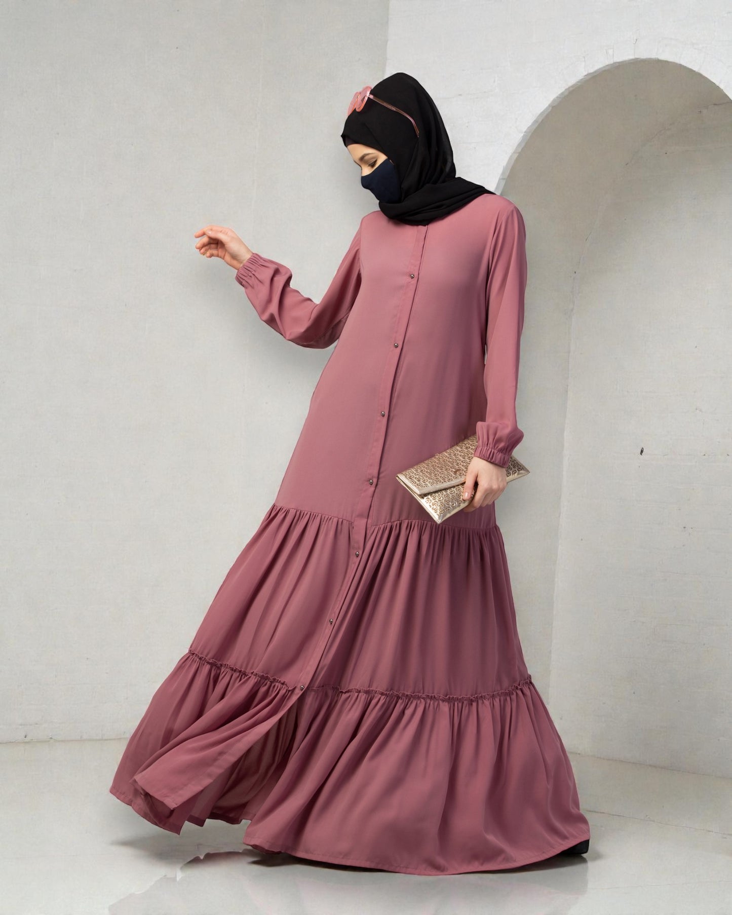 Front Open- Designer Abaya With Gathered Layers