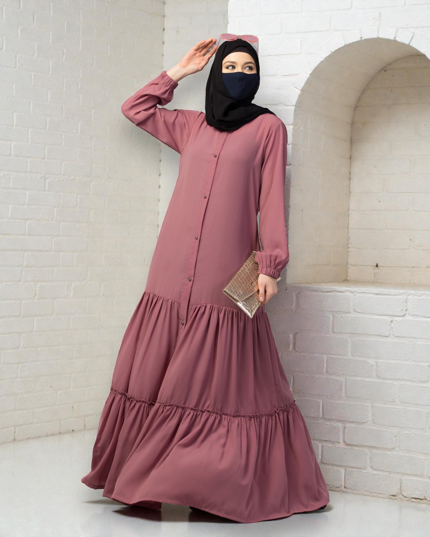 Front Open- Designer Abaya With Gathered Layers
