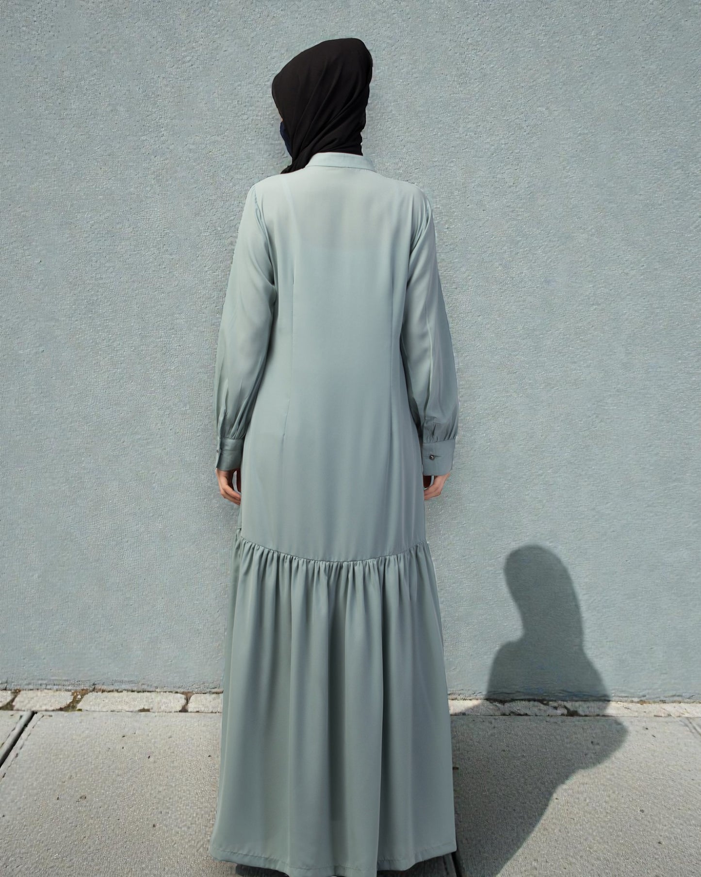 Front Open- Designer Abaya With Gathered Layer