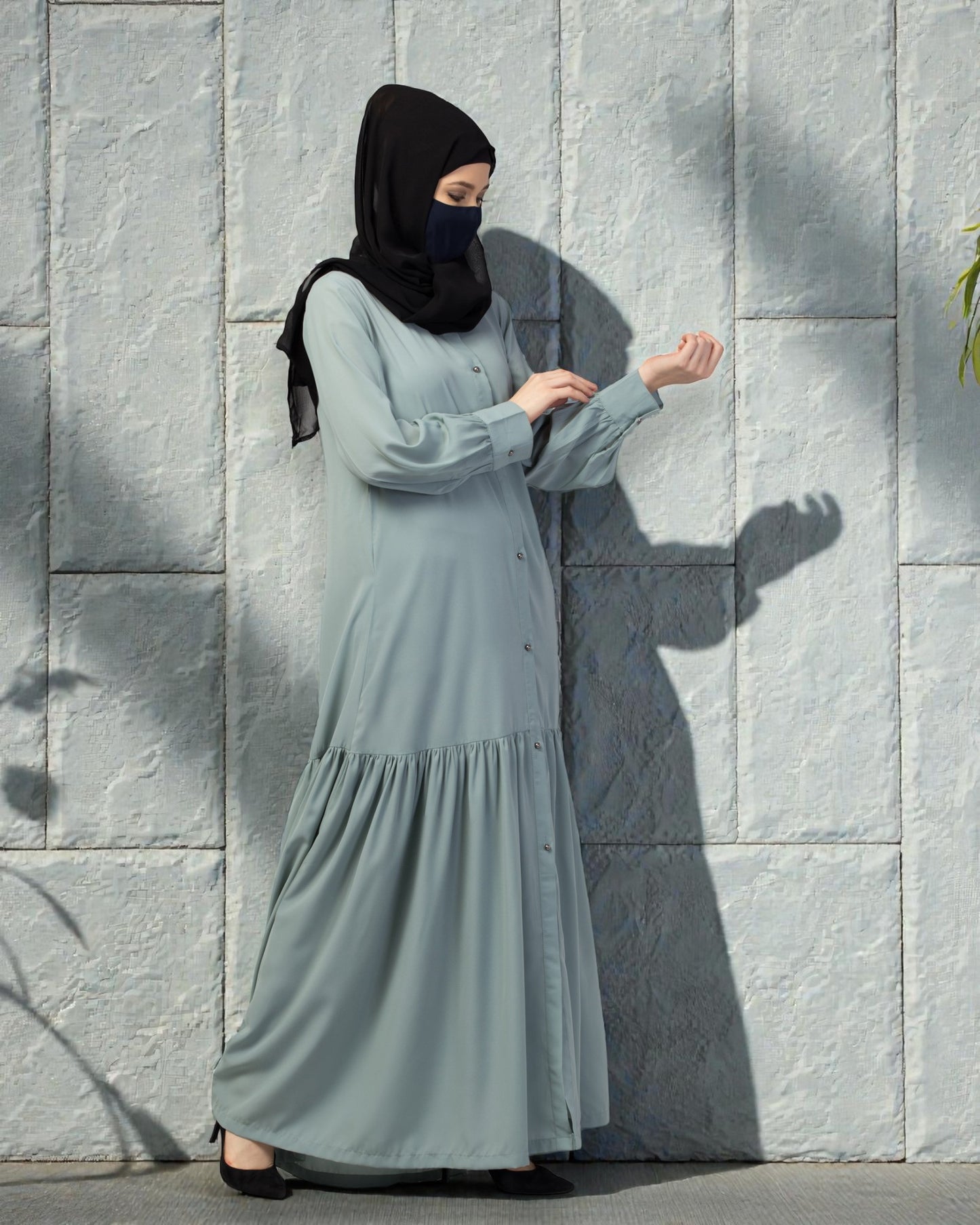 Front Open- Designer Abaya With Gathered Layer